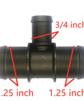 Heavy Duty Coolant Hose Tee Connector Universal Three Way T Fitting For Radiator And Heater Core with size markings.