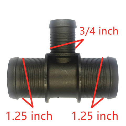 Heavy Duty Coolant Hose Tee Connector Universal Three Way T Fitting For Radiator And Heater Core with size markings.
