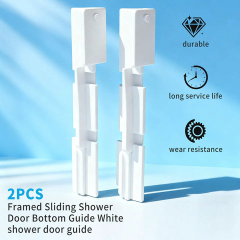 Framed Sliding Shower Door Bottom Guide White For Glass Shower Doors Track Guide Replacement Parts, 2-pack, front view