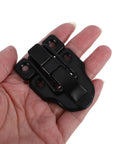 Vintage Iron Draw Latch Lock Set 4 Pcs Black Retro Cabinet Door Hardware in hand for wood boxes.