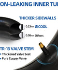Heavy Duty 10 Inch Replacement Tire and Inner Tube Set 4.10/3.50-4 With TR-13 Straight Valve Stem, showing thicker sidewalls