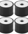 Heavy Duty Rubber Vibration Isolator Mounts With Double Ended Internal Thread Nuts For Air Compressors And Industrial Equipment Noise Reduction, Shock Absorber Pads And Anti Vibration Feet, 4-pack