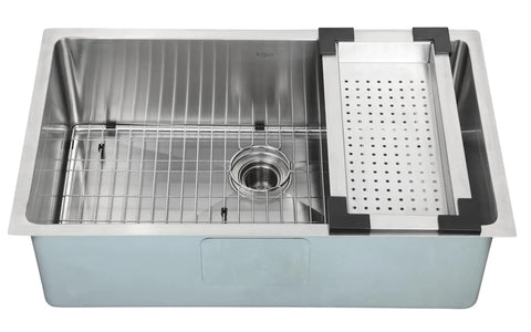 Stainless Steel Colander for Undermount Sinks, Heavy Duty T-304, Scratch-Resistant Commercial Grade Satin Finish in kitchen sink