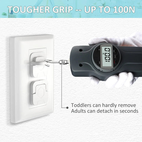 Baby Proof Outlet Covers 60 Pack For Kid Safe Sockets And Home Electrical Protection, gauge measuring pull strength