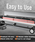 Heavy Duty Electric PVC Pipe Heater Bender For 1/2 To 4 Inch Conduit With Smart Temperature Detector and Reflective Interior in use.
