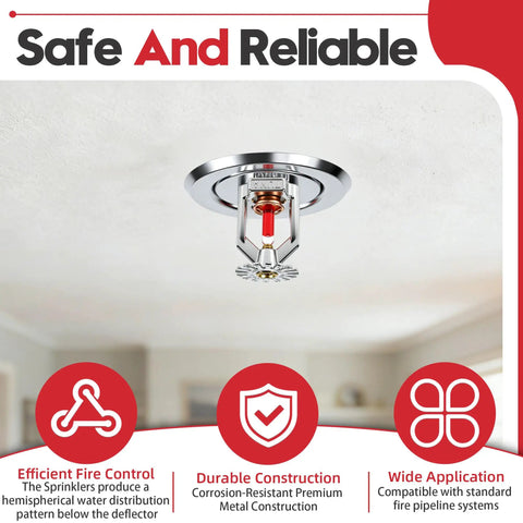 Two Pack Of Top Shelf Fm Approved And Ul Cul Listed Pendent Fire Sprinkler Heads With Swanky Chrome Finish installed on ceiling.