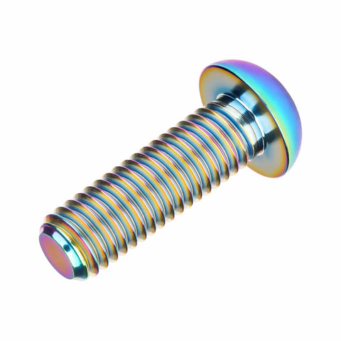 Rainbow Titanium Button Head Bolts M6x20mm Six Pack Made From 6Al4V Grade 5 Titanium Alloy With 1mm Thread Pitch And 4mm Allen Key