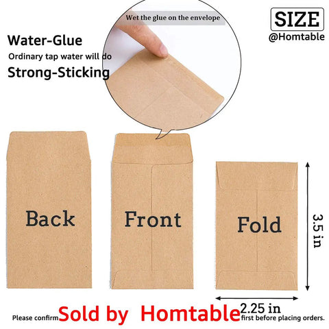 500 Pack Self Adhesive Kraft Paper Small Coin Envelopes For Stamps Seeds And Small Parts Storage Mini Envelopes Front Back Fold