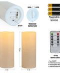 Waterproof Outdoor Flameless Pillar Candles 10x5 Inch Battery Operated LED With Remote And Timer Flickering Ivory White Pillar Candles For Indoor And Outdoor Lanterns Long Lasting Set Of 2 with battery compartment and remote features
