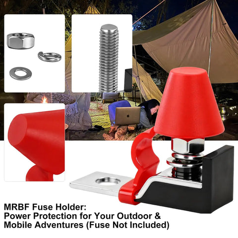 Badass Marine Fuse Block Terminal Holder For EV RV And Yacht Charging Station With 30 To 500 Amp, red heavy-duty fuse holder set.