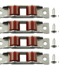 4 Pack Stainless Steel And Nylon Sliding Door Rollers, 14mm Wheel Diameter With 64mm Body Length, shown with screws