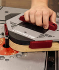 View of Corner Radius And Chamfer Router Jig With 8 Slick Profiles, Built-In Storage, and Dual Bearing 1/2 Inch Router Bit Included