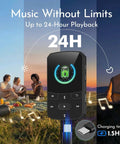 64GB Clip On MP3 Player With Bluetooth 5.3 Auto Reconnect For Running And Gym Workouts next to picnic scene at dusk