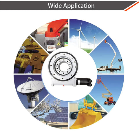 Heavy Duty Slewing Drive With Precision Worm Gear Reducer And Rock Solid Self Locking Turntable Bearings for versatile industrial applications.