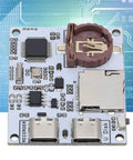 Plug And Play Serial Data Logger That Acts As A Nifty Usb To Memory Card Recorder Featuring Dual Type C Ports Onboard Rtc Clock Cr1220 Backup Battery Smooth Up To 128gb Storage And Seamless Timestamp Txt File Archiving Slick Build Quality close-up view of the circuit board showing CR1220 battery slot and USB C ports.
