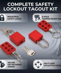 6 Hole Lockout Tagout Hasps For Group Gear Maintenance with Non Conductive Nylon Handle and Aluminum Locks Industrial Safety Kit
