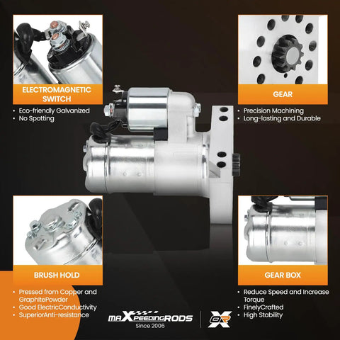 High Torque Mini Starter For Chevy Small Block And Big Block V8 153 And 168 Tooth Flywheel Compatible 1.4KW 1.88HP Details