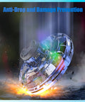 Hand Operated Mini Drone Orb With LED Lights UFO Magic Flying Spinner Toy in action, glowing on impact