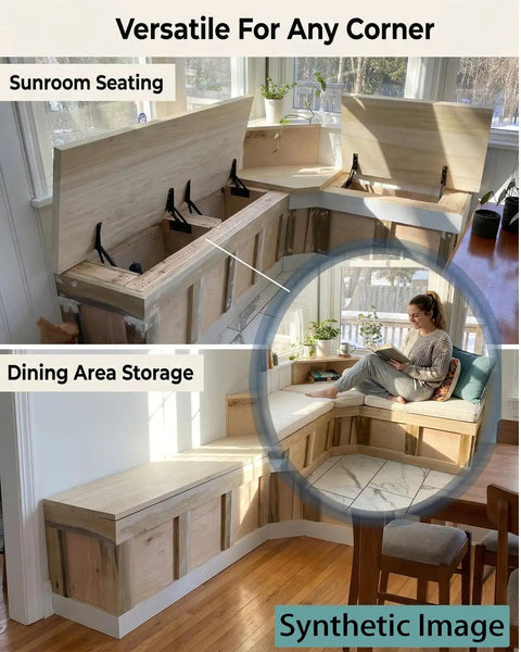 Top Shelf Soft Close Hinges For Toy Box 2 Pack Slick Heavy Duty Lid Supports on sunroom seating and dining area storage benches.