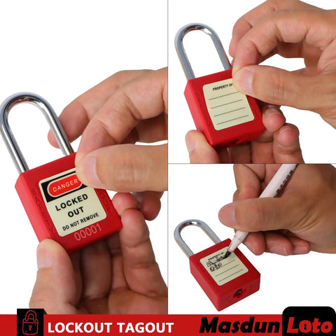 Heavy Duty Lockout Tagout Sets Six Red Safety Padlocks Keyed Different Two Keys Each OSHA Compliant Non Conductive Body Stainless Shackle Built Like A Tank For Real Deal Shop Floors