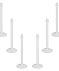 Pack of 6 White Crowd Control Stanchion Post With 2.5 Inch Link And 40 Inch Height Pack Of 6 Hollow 14 Inch Base Heavy Duty Sand Fillable Barrier Pole For Events