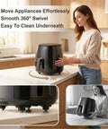 Peel And Stick Caster Wheels For Couches And Coffee Makers 360 Smooth Swivel Silent Rollers In Black on air fryer, easy to move.