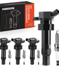 Set of 4 Ignition Coil Packs and Iridium Spark Plugs for Hyundai Veloster 2012-2017, Accent 2012-2019, Kia Rio Soul 2012-2019 1.6L NA Engine