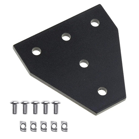 Five Hole 90 Degree Joint Board Plate Connectors Corner Angles Brackets for Aluminum Plate Hardware Accessories with screws visible