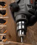 Corded Drill With 3.8 Amp Motor, Variable Speed From 0 to 3300 RPM, Reversible Trigger used for drilling wood