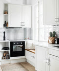 Modern white kitchen with Slick 30 Pack Kitchen Cabinet Pulls With Square Clear Tube, 90mm Center To Center, Acrylic Handles With Zinc Alloy Base In Polished Chrome, Drawer Pulls For Bathroom Cabinets, Modern Durable Cabinet Hardware.