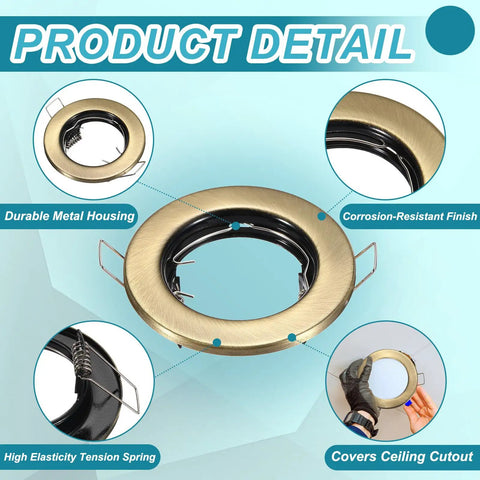VIAPUICE GU10 Recessed Lighting Trims 2.1" Aperture with Spring Clip 2 Pcs showing durable metal housing and spring detail.