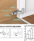 Face Frame Inset Cabinet Hinge Set 2 Pack Soft Close Silent 6 Way Adjustable 105 Degree installed on cabinet door