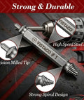 10 Piece Screw Extractor Set for Stripped Screws and Broken Bolts, Easy Out Kit With high-speed steel precision and spiral design.