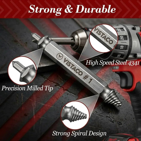 10 Piece Screw Extractor Set for Stripped Screws and Broken Bolts, Easy Out Kit With high-speed steel precision and spiral design.