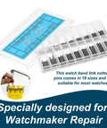 360 Piece Stainless Steel Watch Link Pins Set With 6mm To 23mm Assortment And Clear Storage Case For Watch Bands The Ultimate DIY Kit For Watchmakers And Enthusiasts in a clear, labeled case