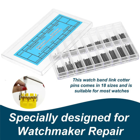 360 Piece Stainless Steel Watch Link Pins Set With 6mm To 23mm Assortment And Clear Storage Case For Watch Bands The Ultimate DIY Kit For Watchmakers And Enthusiasts in a clear, labeled case