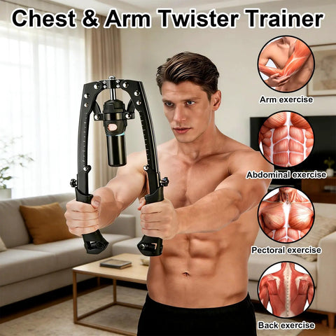 Ultimate Adjustable Hydraulic Power Chest Press Machine Plus Forearm Strengthener And Chest Expander for toning arms and abs.