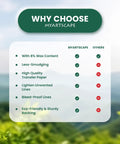 Comparison chart highlighting features of Myartscape Graphite Transfer Paper vs others, with a scenic background.