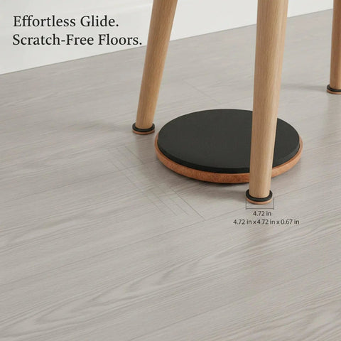 No Sweat Easy Glide Round PE Plastic Furniture Sliders For Standard Chair And Sofa Legs On Hard Floors Black Glide Pads