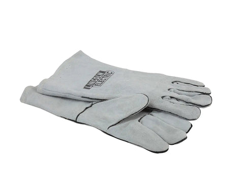 Leather Welding Gloves KH641 Pro Grade Heavy Duty Heat Resistant Gauntlet Cuff With Cotton Lining Unisex Grey One Size