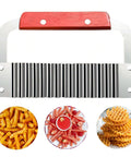 FANTEXY extra-large crinkle cutter with wooden red handle and stainless steel blade for fries and vegetables