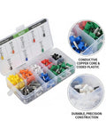 Super Cool 400 Piece Insulated Wire Ferrule Terminal Kit With Color Coded Copper Crimp Connectors For Stranded Wires To Tame Messy Ends, Perfect For Control Panels, Machinery Assembly, And Sweet Automotive Or Electronics Projects To Make Secure. 400-piece insulated wire ferrule kit in organizer case, copper core