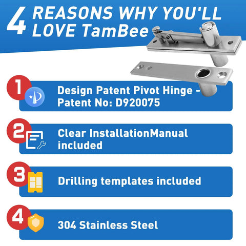 TamBee heavy duty pivot hinge for secret door; 304 stainless steel hidden bookcase hinge with door ball catch