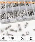 910 Piece Metric Screw Assortment Kit M2 To M6 Stainless 304 Button Head Socket Cap Screws With Nuts Washers And Hex Wrenches