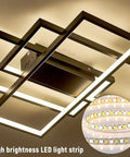 Dimmable Black LED Ceiling Light With Remote Control, Modern Square Flush Mount, showing high brightness LED light strip detail
