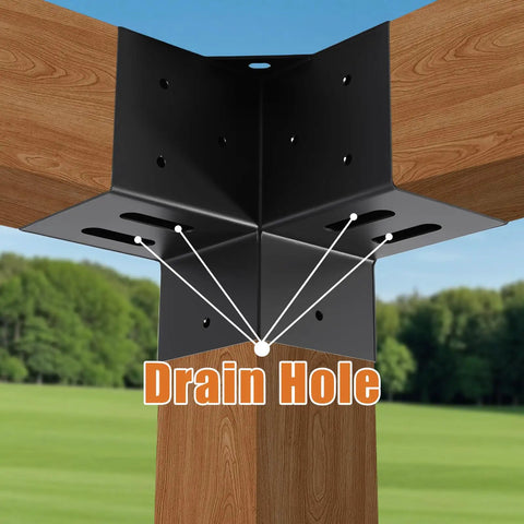 Beefed Up 4x4 Pergola Brackets Set Of 4, 3 Way Right Angle Corner Brackets For DIY Pergola Kits, 45 Degree Angle Supports For Gazebos, Patios, Outdoor Pergolas, And Log Cabins, Durable Q235B Steel With Black Powder Coat