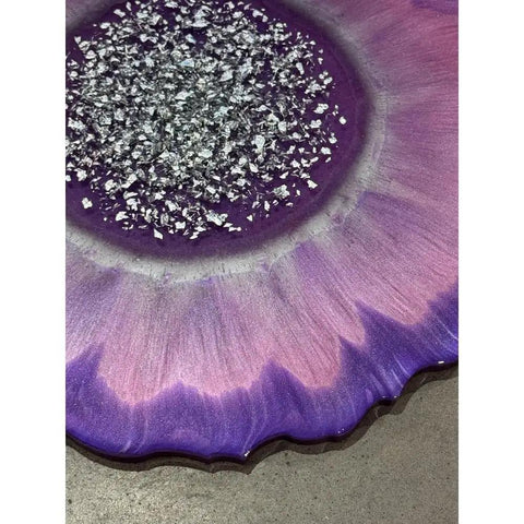 Close-up of 13 Inch Resin Flower Lazy Susan Rotating Serving Tray Modern Centerpiece For Dining Table Charcuterie Board Spices