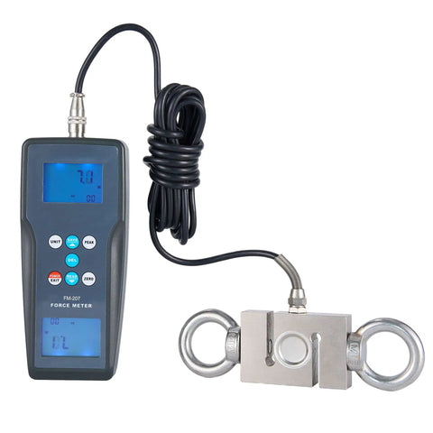 Digital Force Gauge Push Pull Meter With External Load Cell Sensor 1000 kgf Capacity, 9800 N, 2200 Lbf, Peak and Track Modes, 0.01 kgf Resolution, 0.2 Percent Accuracy, N Kg Lb Units, Built For Pros And Daily Use, with cable and load cell