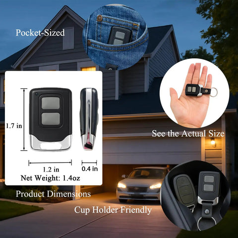 Replacement Intellicode Garage Door Opener Remote For 1995 Overhead Openers, pocket-sized, cup holder friendly.