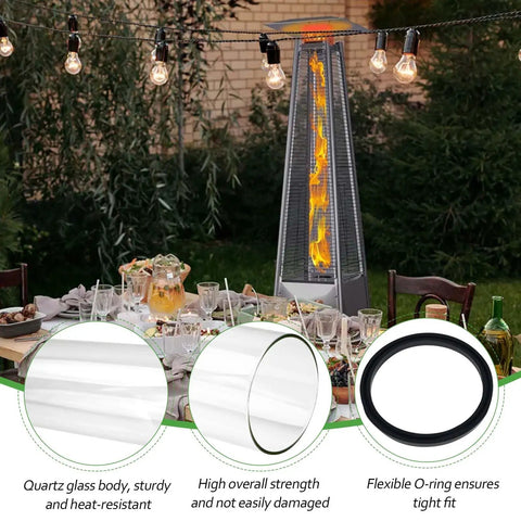 Glass Tube Replacement For Patio Heaters 49.5 Inch Tall 4 Inch Diameter Fits Four Sided Pyramid Flame Outdoor Heaters